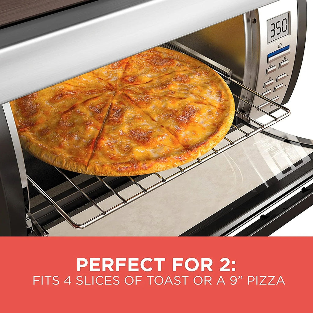 BLACK+DECKER SpaceMaker Under-Cabinet Toaster Oven, Black/Stainless Steel, 9 in Pizza, 4 Slice - TROS1000D
