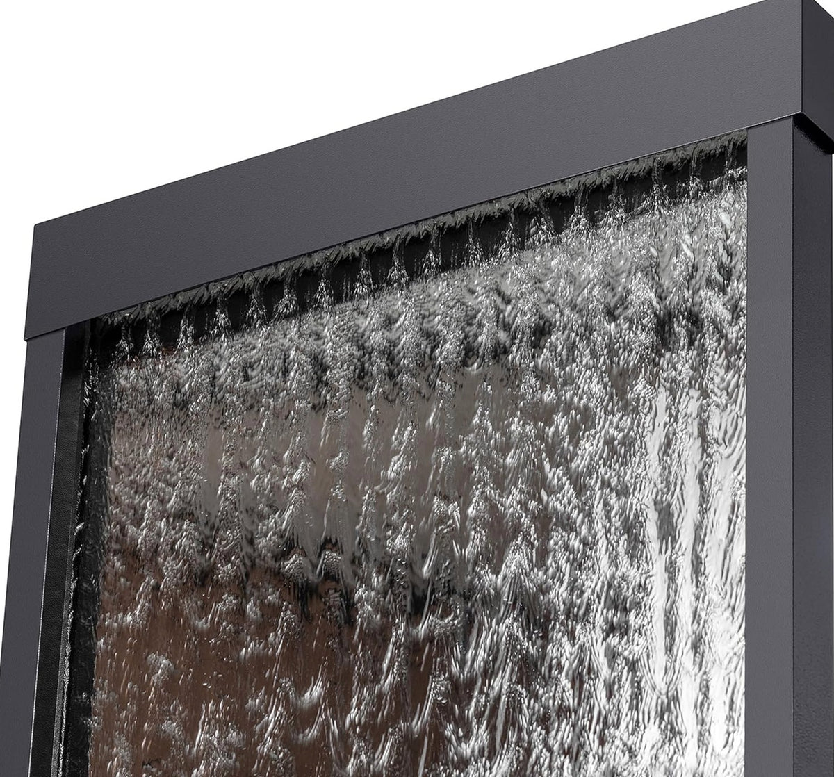 Alpine Corporation Wall-Mounted Mirror Waterfall Fountain With Stones And LED Lights, 24in L x 10in W x 72in H, Silver