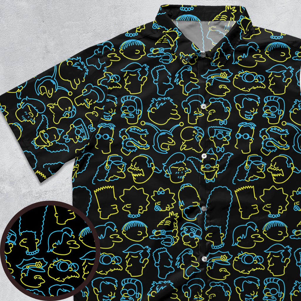The Simpsons Neon Button Down Shirt