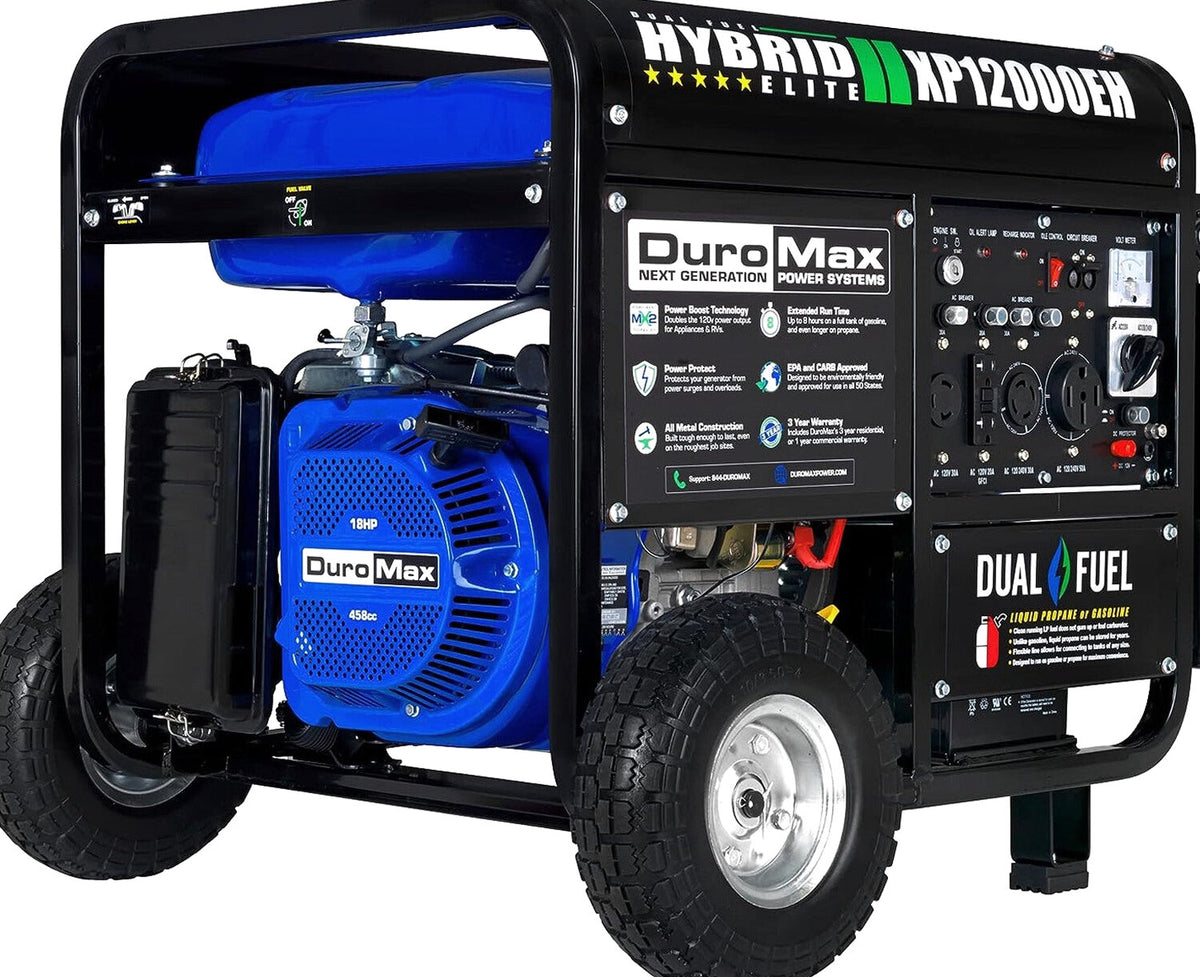 DuroMax Dual Fuel Generator 12,000W Gas/Propane, 457cc 4-Stroke Engine - XP12000EH