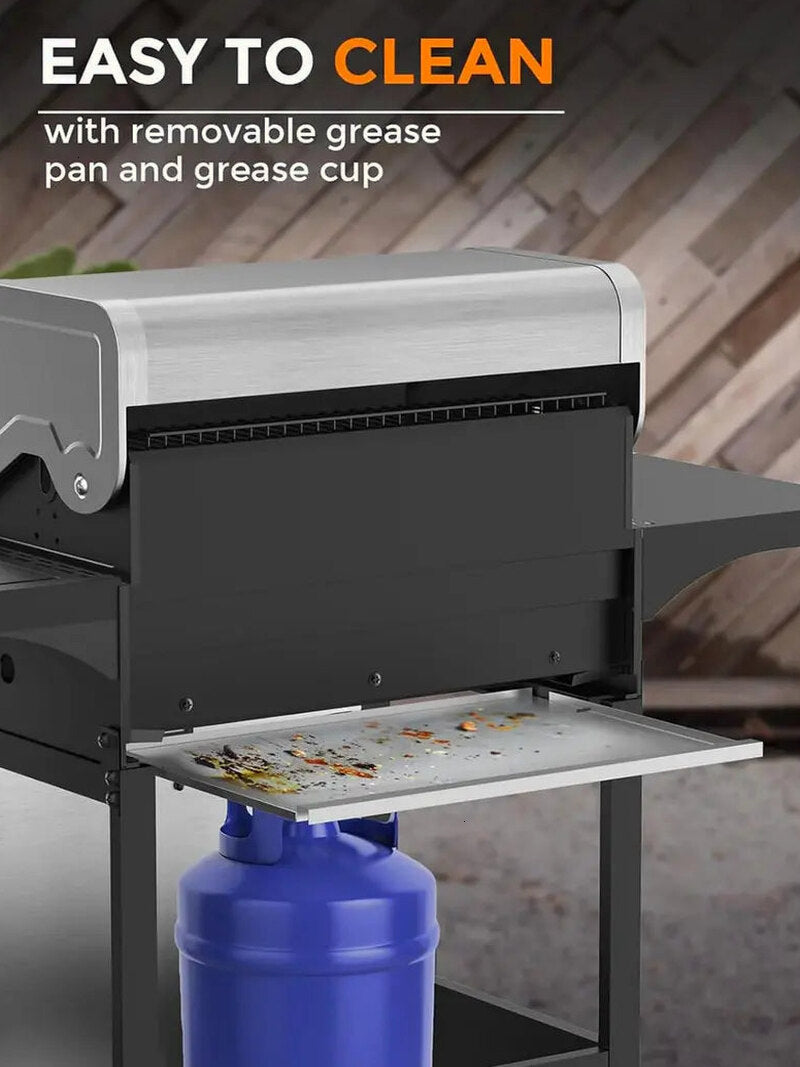 COWSAR 4-Burner Propane Gas Grill With Stainless Steel Burners, 44,000 BTU - 50.79in D x 21.65in W x 46.06in H