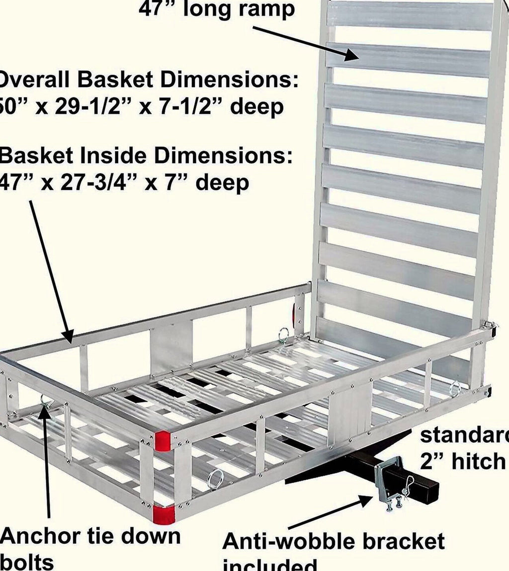 Aluminum Hitch Mount Cargo Carrier With 47 Inch Long Ramp, 1 Pack - 80779