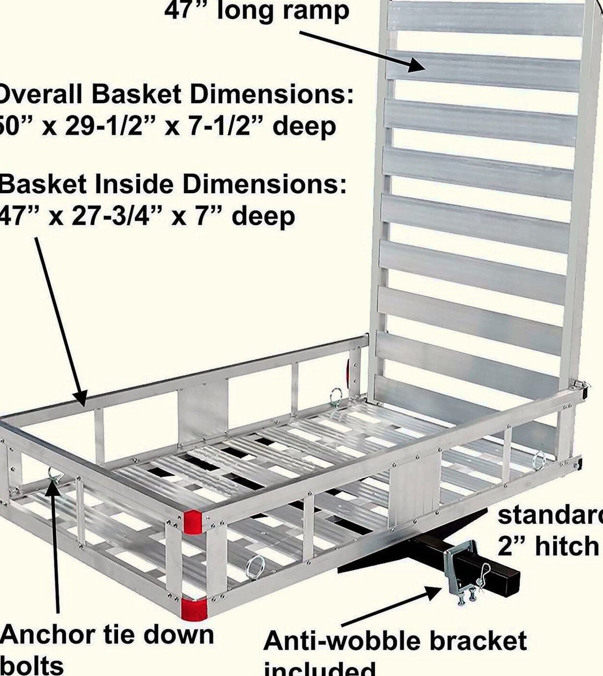 Aluminum Hitch Mount Cargo Carrier With 47 Inch Long Ramp, 1 Pack - 80779