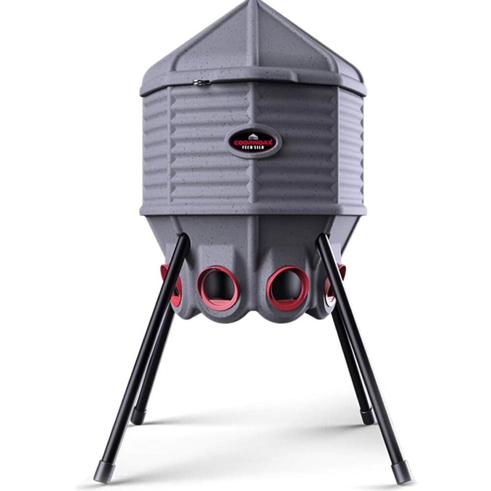80lb Poultry Feeder, Adjustable Height, UV Stable, Weather Resistant, 8 Ports, Made In USA