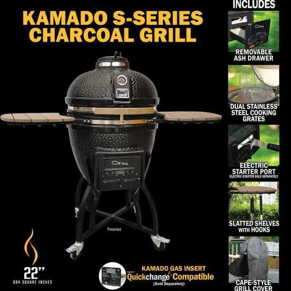 Vision Grills Kamado S-Series 22in Ceramic Charcoal Grill - Black