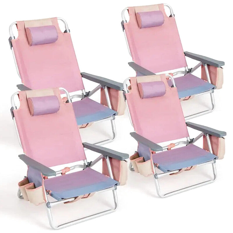 CraftPorch 4-Pack Folding Beach Chairs With 5-Position Recline