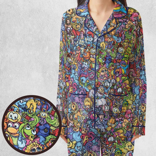 80s Throwback Cartoon Pattern Pajamas Set