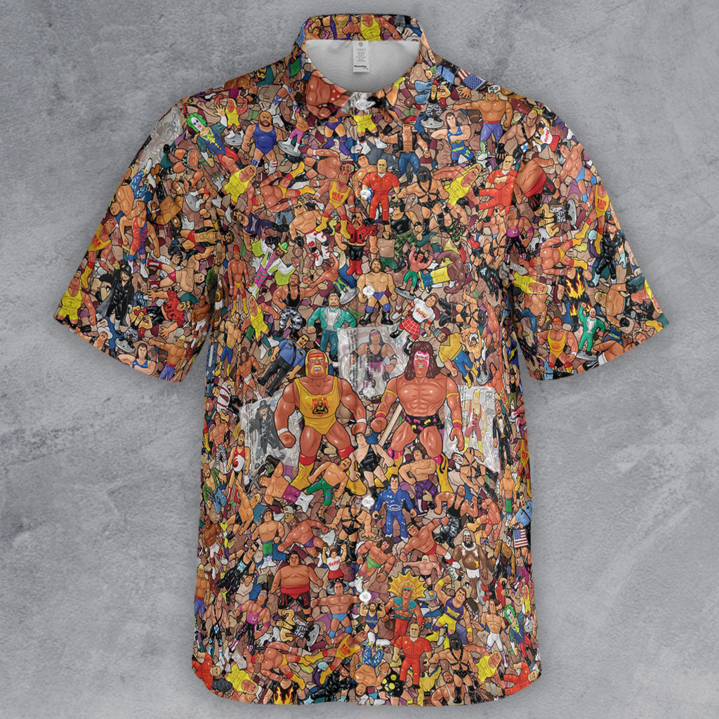 Wrestling Hulk Hogan and Buddies Figures Button Down Shirt