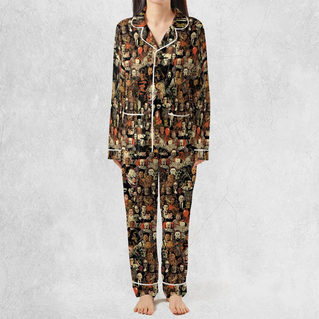 Horror Movie Characters Halloween Pattern Pajamas Set