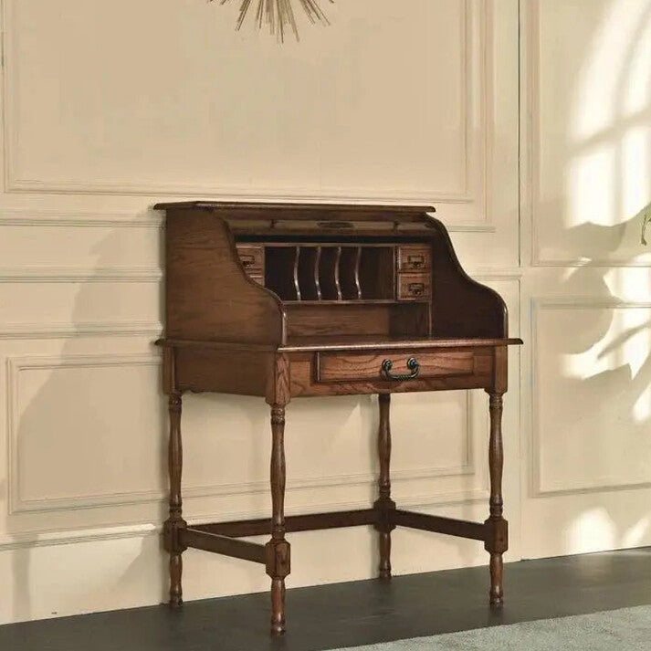 32in Mini Roll-Top Desk With Integrated USB Charging Port