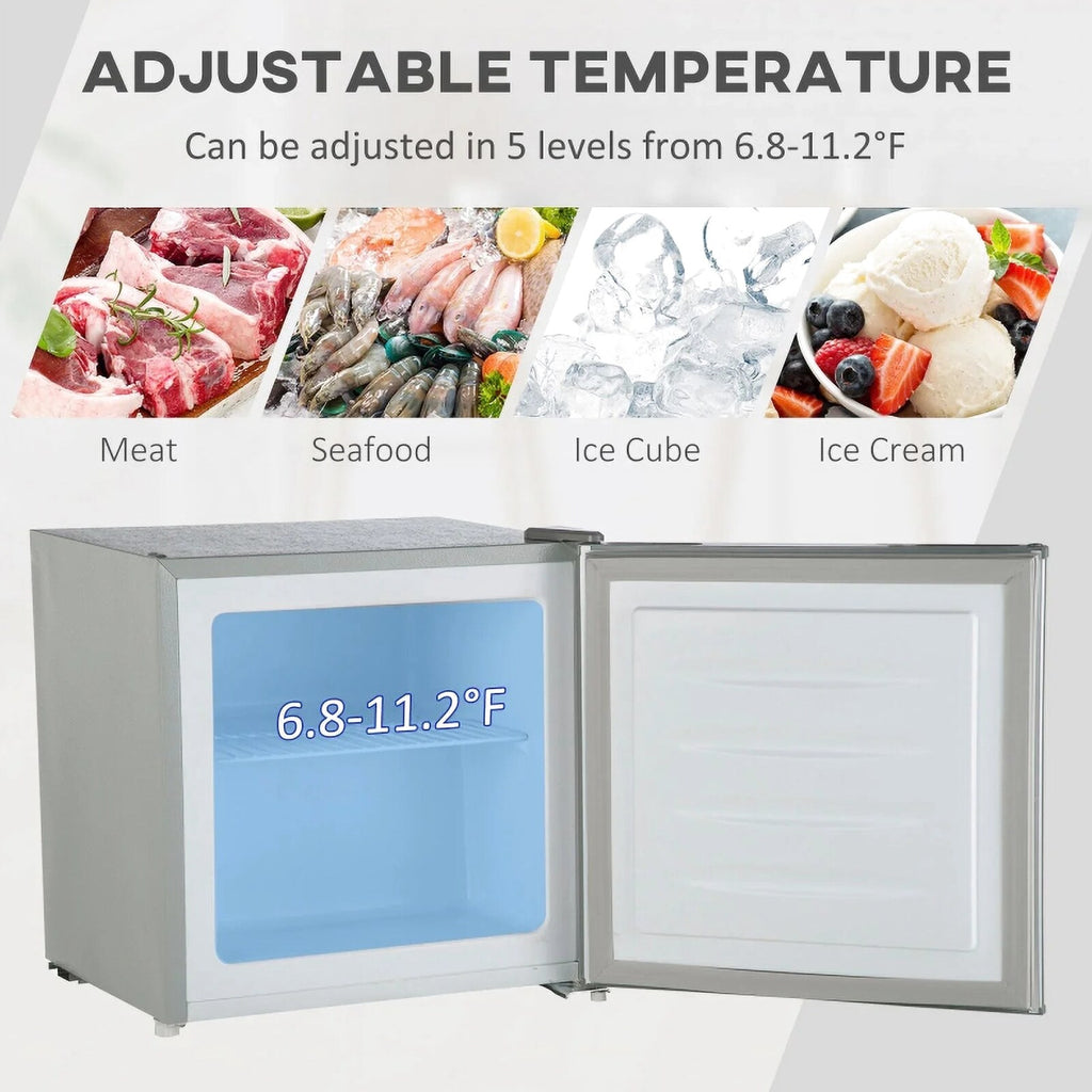 HOMCOM Countertop Upright Mini Freezer, 1.1 Cu.Ft, Gray - 05