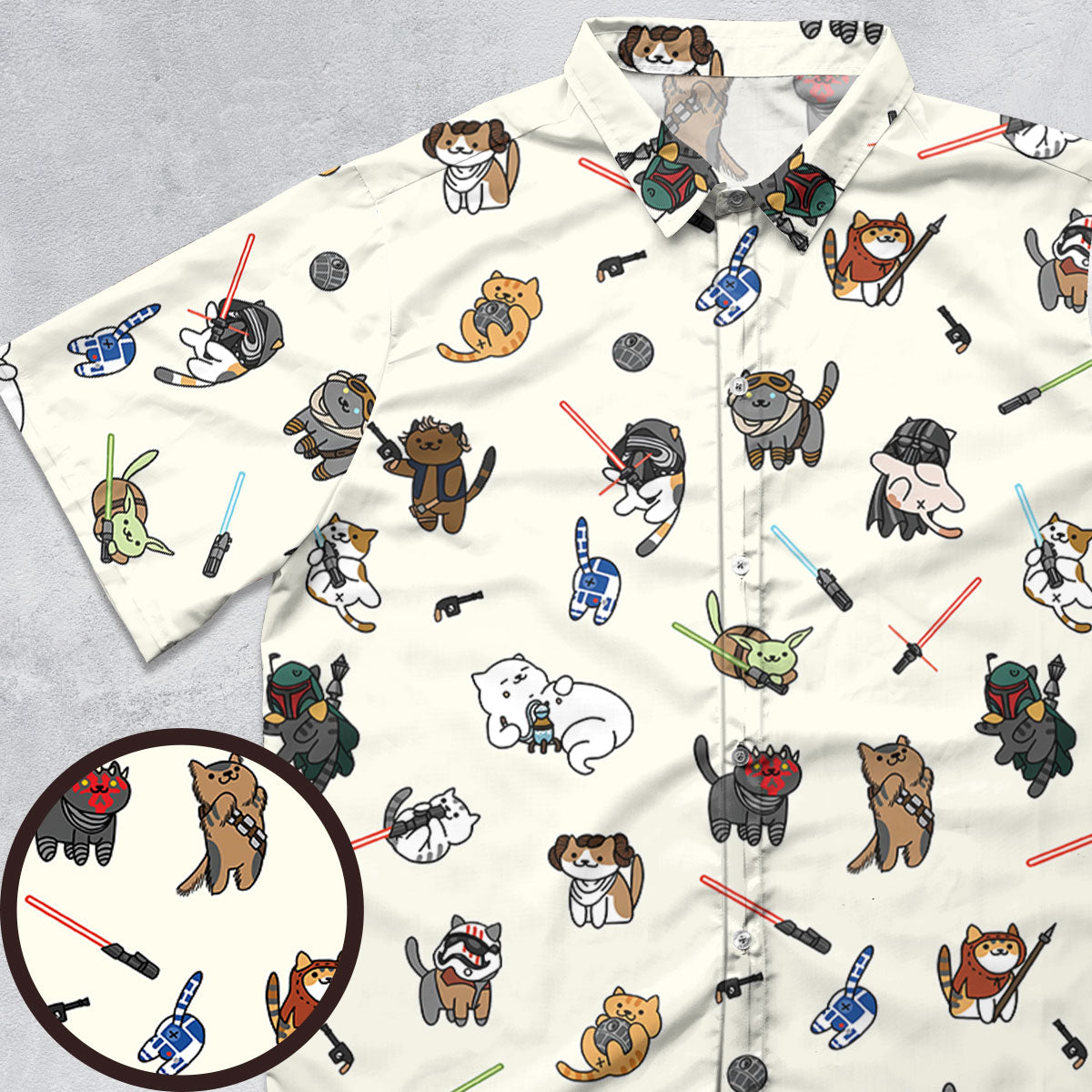 Star Wars Characters As Cats Button Down Shirt