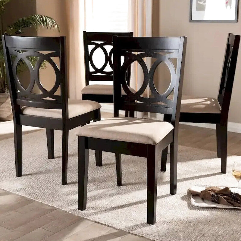 Contemporary 4-Piece Dining Chair Set With Fabric Upholstery - Espresso Brown