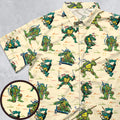 TMNT Characters Weapon Pattern Button Down Shirt