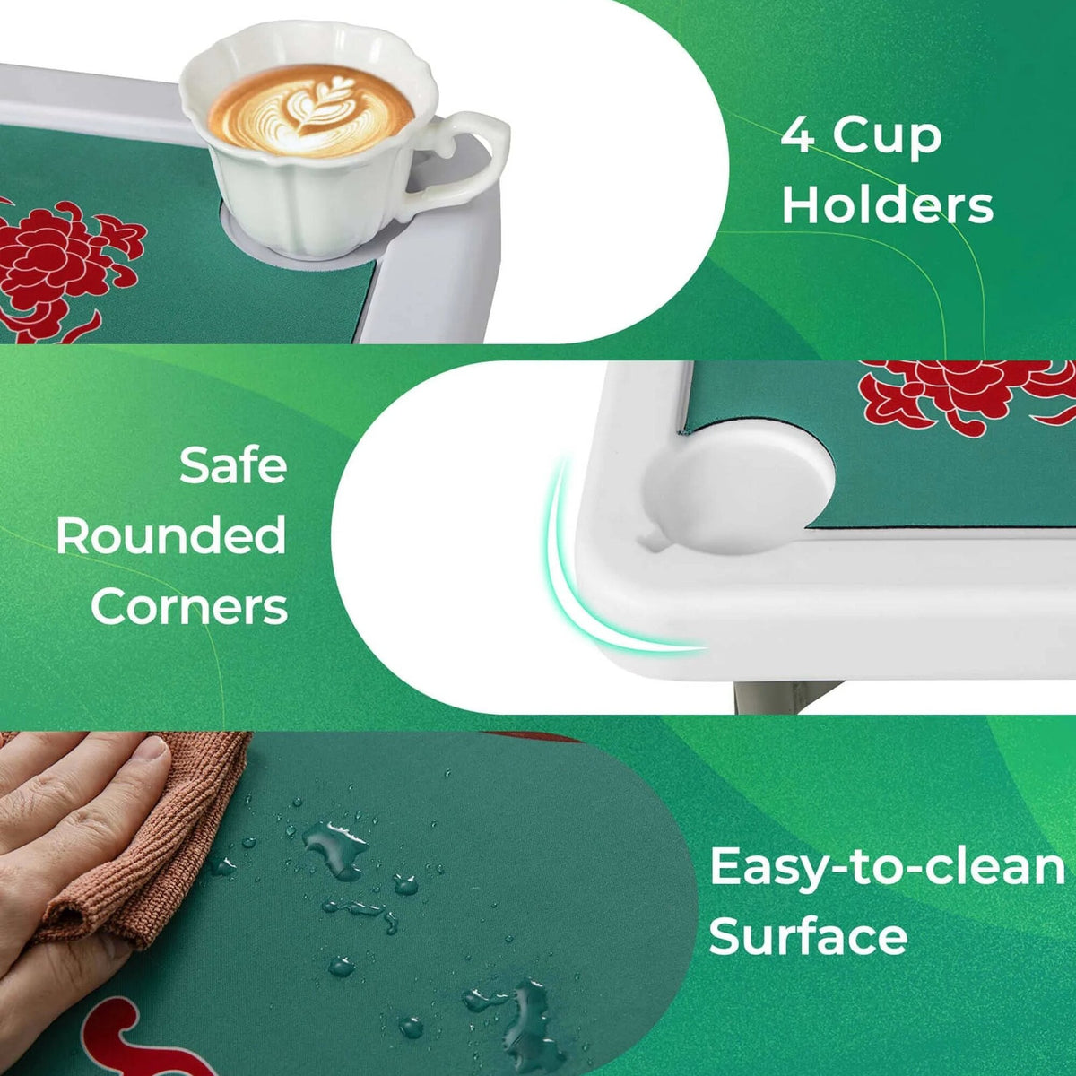 Costway Folding Mahjong Table With Cup Holders, Felt Mat And Carrying Handle - 35in x 35in x 29in