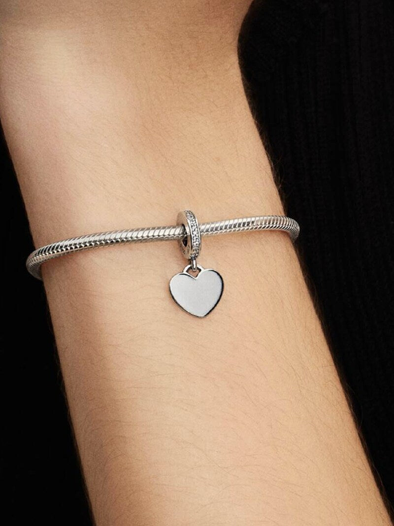 Sterling Silver Engravable Heart Tag Charm