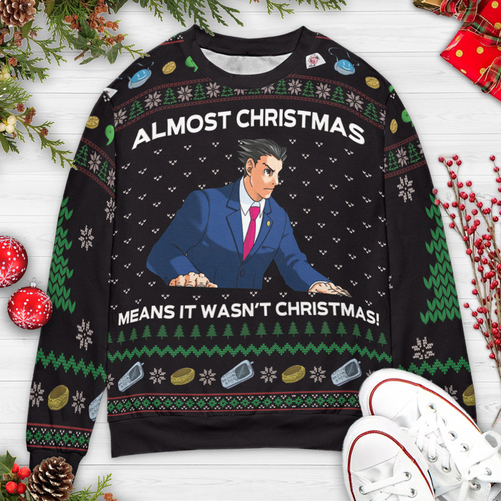 Ace Attorney Christmas Meme Ugly Christmas Sweatshirt