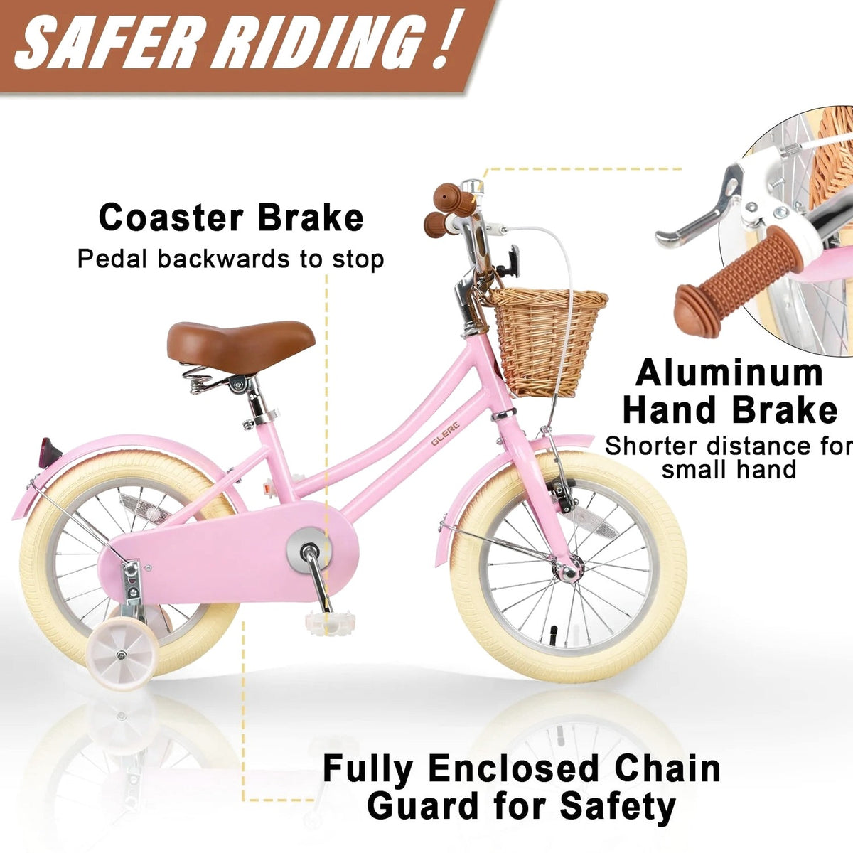 Glerc Girls' Kids' Bike, 12 inch, Pink, Ages 2-4 Years - Little Molly