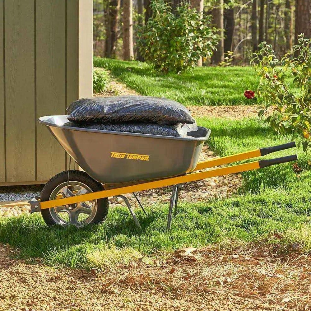 True Temper Residential Steel Wheelbarrow, 6 cu ft
