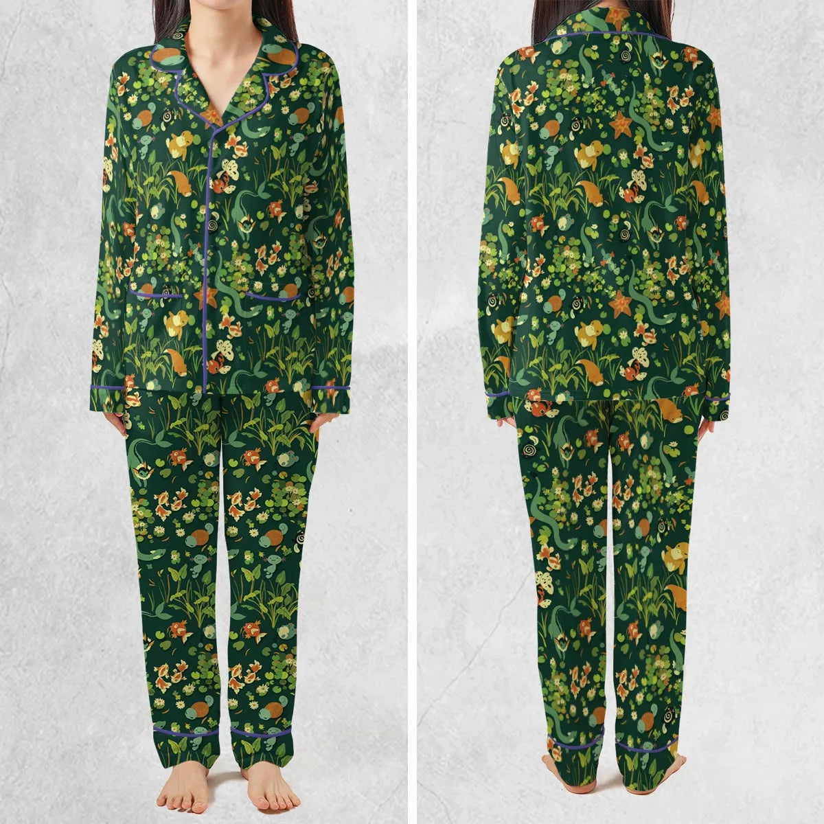 Floating In A Pond Magikarp Psyduck Vaporeon Water Pokemon Pajamas Set