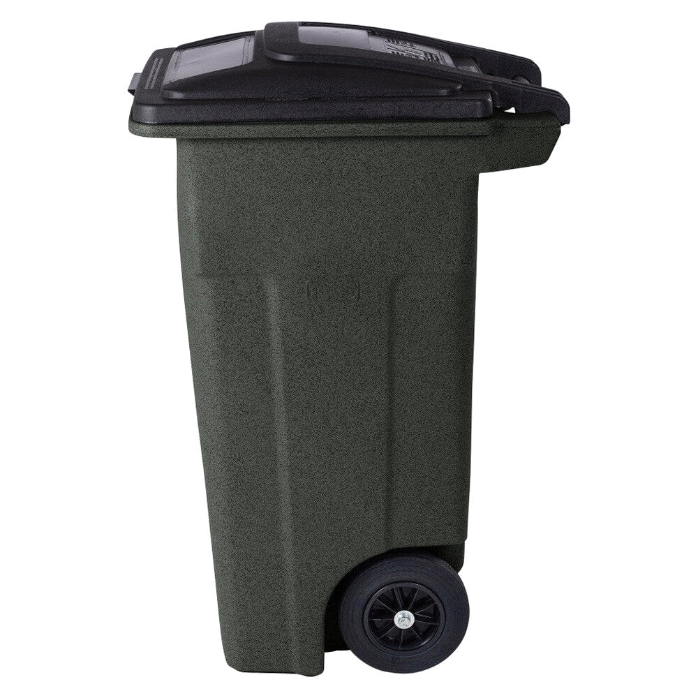 Toter 32 Gallon Greenstone Trash Can With Quiet Wheels And Attached Lid, 24.25 in D x 19.75 in W x 37.5 in H - ANA32-55410