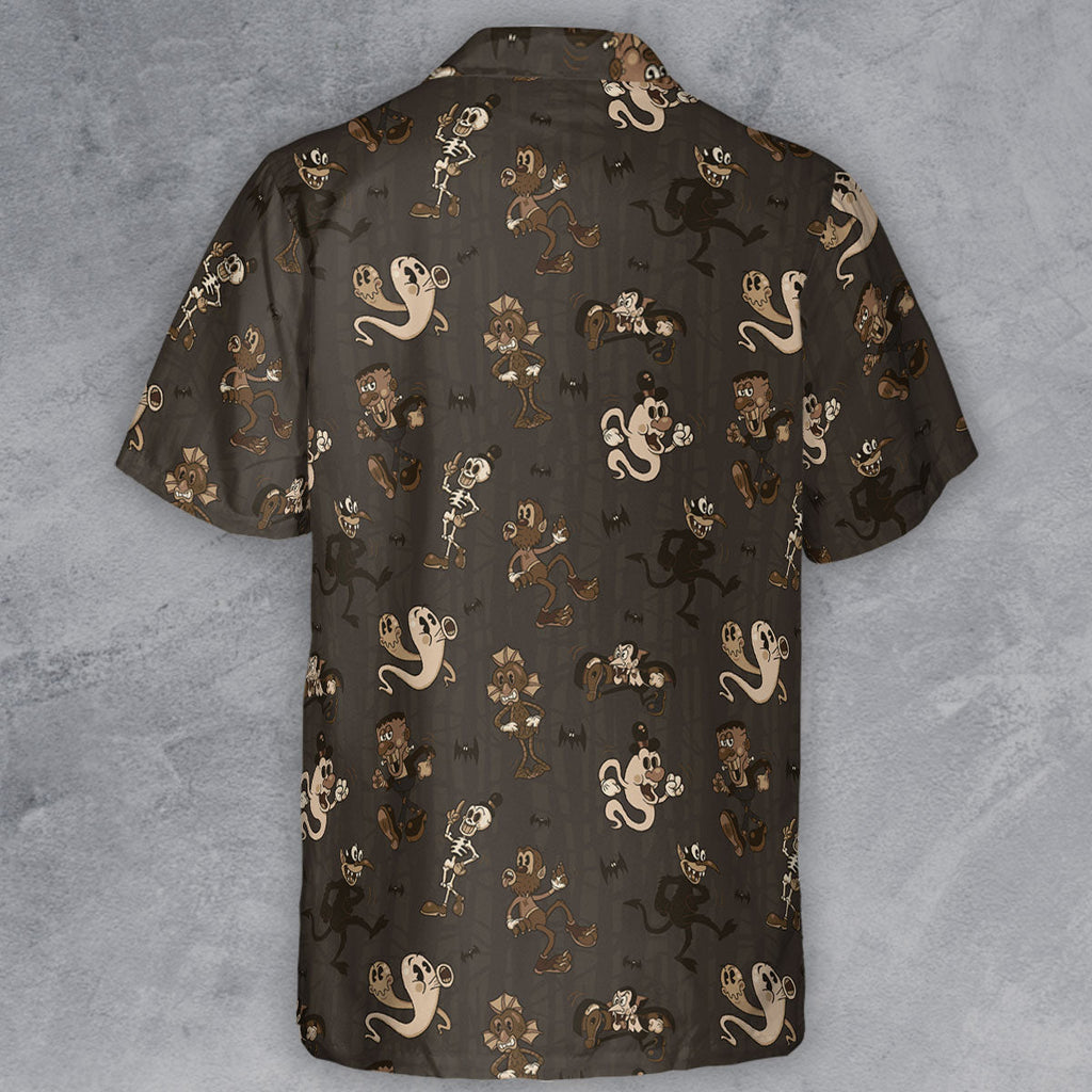 Horror Classic Monsters Universal Monsters Rubberhose Style Pattern Button Down Shirt