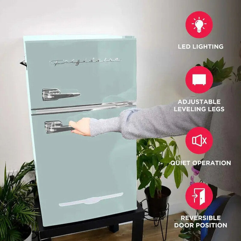 Frigidaire Retro-Style Mini Fridge With Freezer, 3.1 Cu. Ft., Two-Door, Built-In Bottle Opener