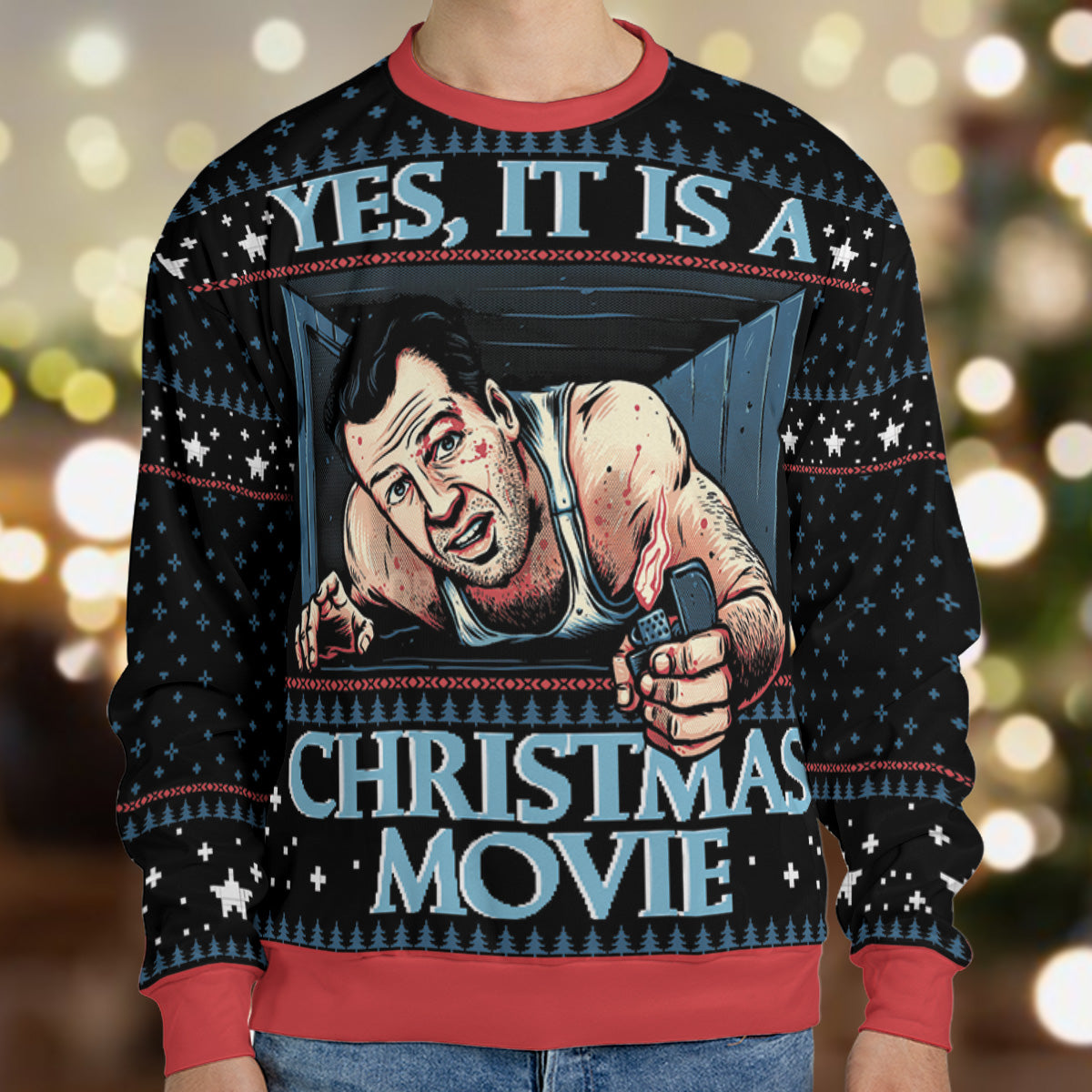 Christmas Movie Die Hard Ugly Christmas Sweatshirt
