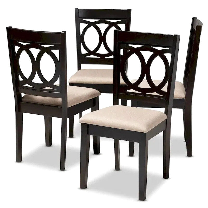 Contemporary 4-Piece Dining Chair Set With Fabric Upholstery - Espresso Brown