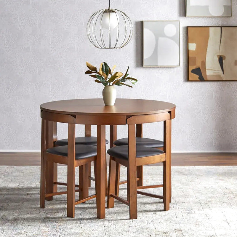 Tobey Harrisburg 5-Piece Round Dining Set, Table 29.6H x 41.3W x 41.3D, Chair 28.75H x 16.5W x 16.5D
