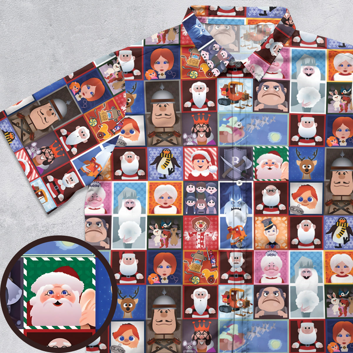 Santa Claus Is Comin' to Town Characters Button Down Shirt