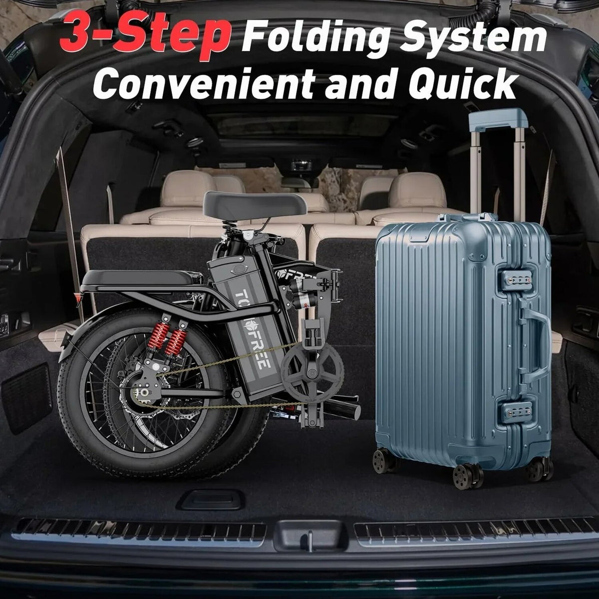 Tomofree Folding Electric Bike For Adults, 1200W, 48V 20Ah, 16 x 3in Tire, 330lbs, Black - T1