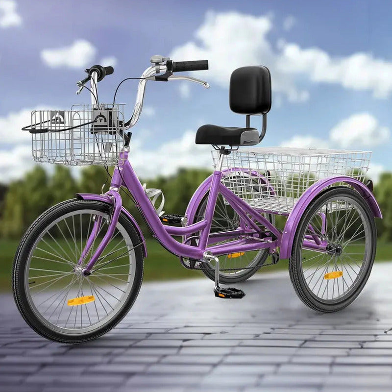 Adult 3-Wheel Pedal Tricycle, 24 And 26 Inch, 7-Speed