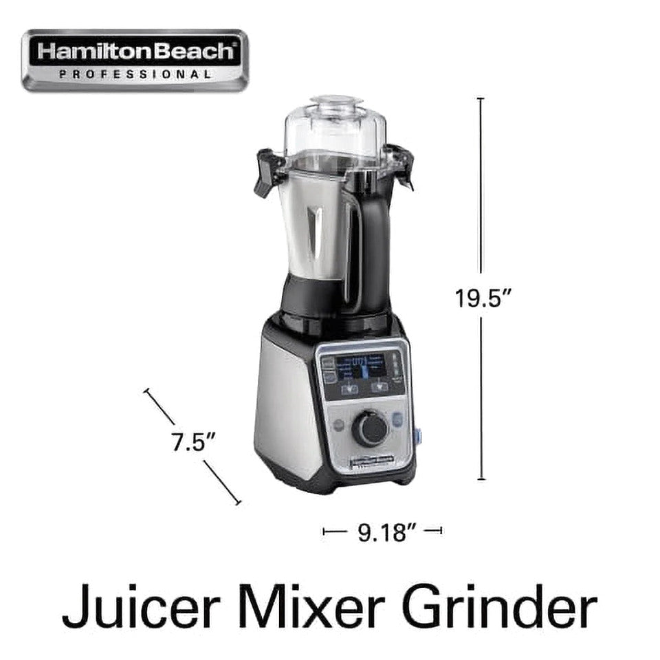 Hamilton Beach Professional Juicer Mixer Grinder 2.2 HP 120V With 3 Stainless Steel Jars, 1.5 Liters - 58770