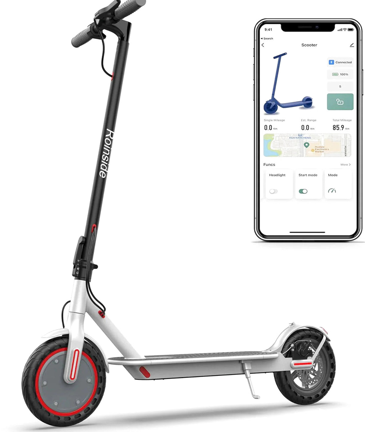 Roinside Electric Scooter, 8.5 in Solid Tires, 350W, 19 MPH, 21-23 Miles - UP12 Plus