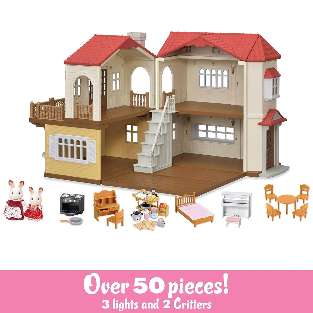 Calico Critters Red Roof Country Home Dollhouse Playset With Figures, Furniture And Accessories