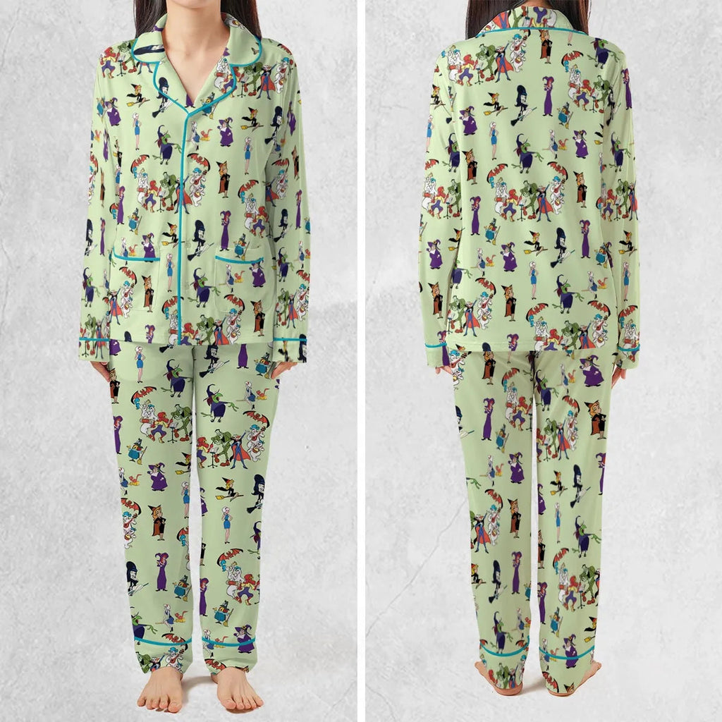 70s Witches Cartoon Characters Pajamas Set
