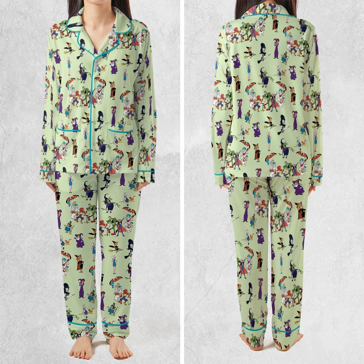 70s Witches Cartoon Characters Pajamas Set