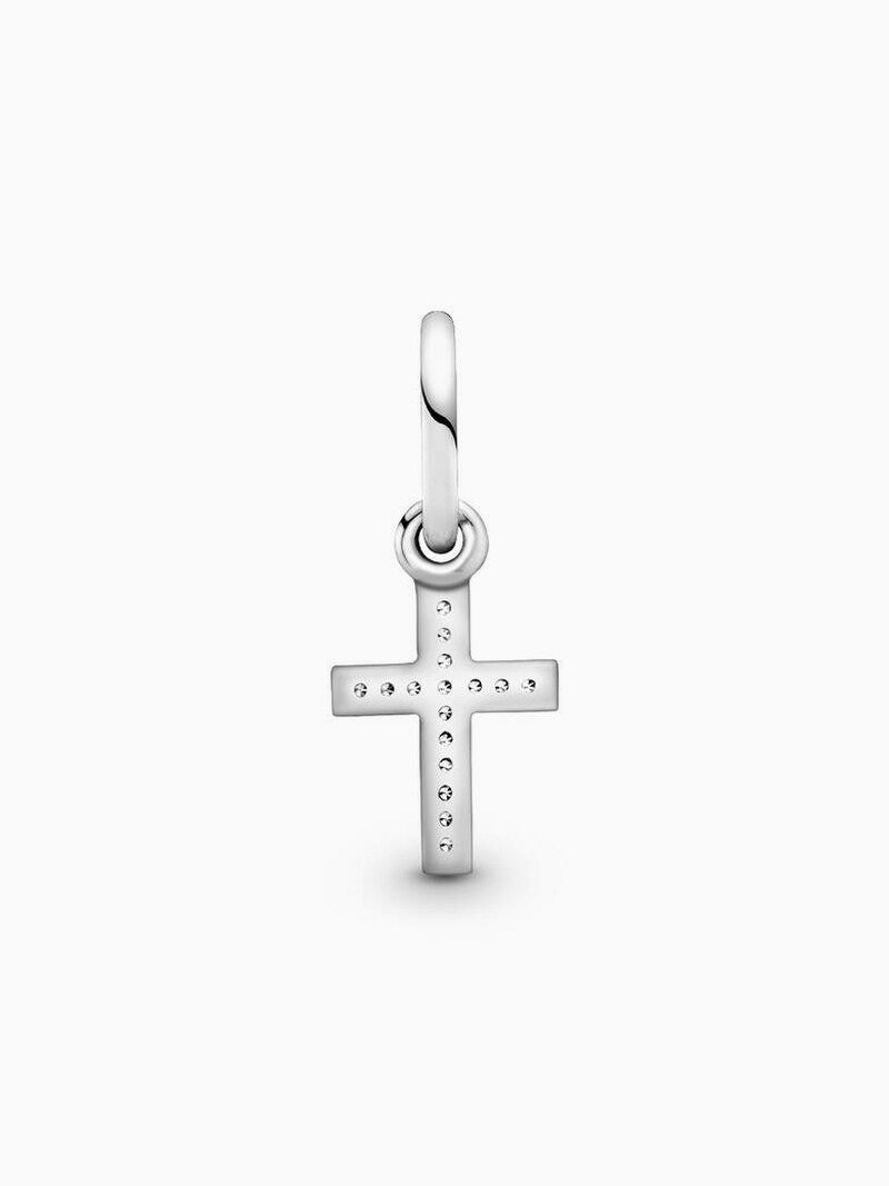 Pavé Cross Dangle Charm - Sterling Silver