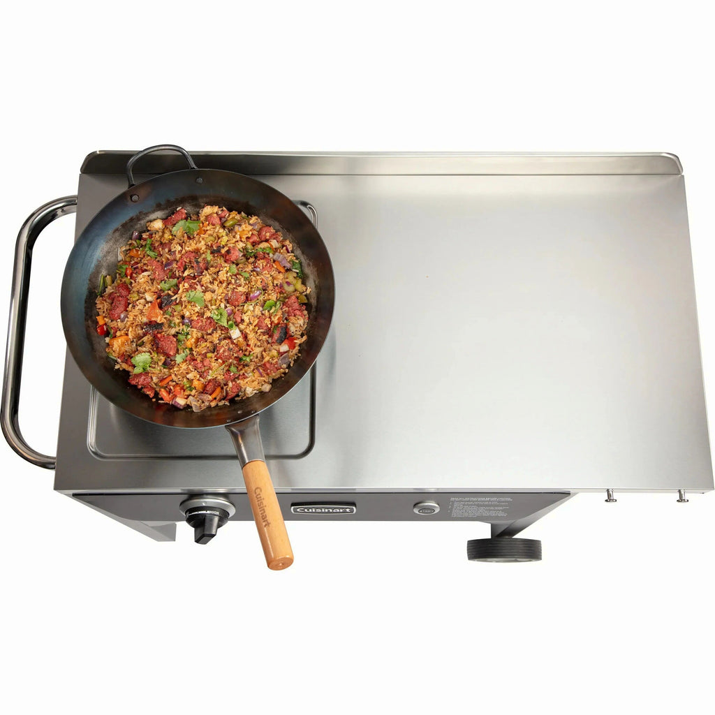 Cuisinart Outdoor Wok Station With Prep Table, 50,000 BTU, 14 inch Carbon Steel Wok - Black