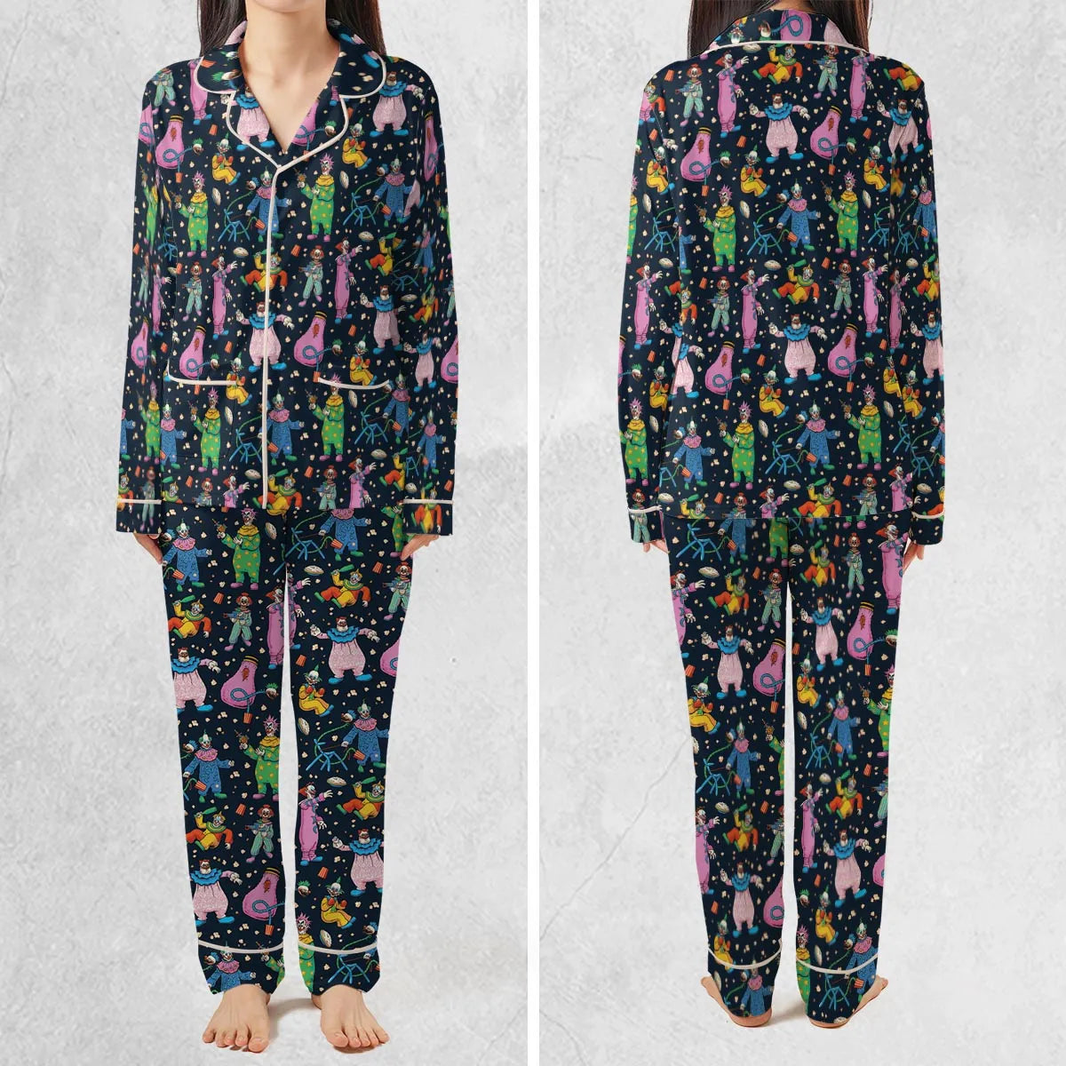 Clowns Popcorn Killer Klowns from Outer Space Pattern Pajamas Set