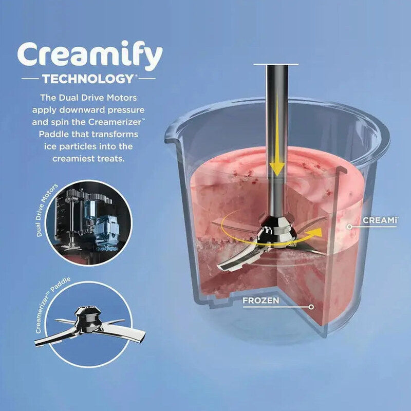 Ninja CREAMi Ice Cream Maker, 7 One-Touch Programs, 2 16-oz Pints, Silver - NC301