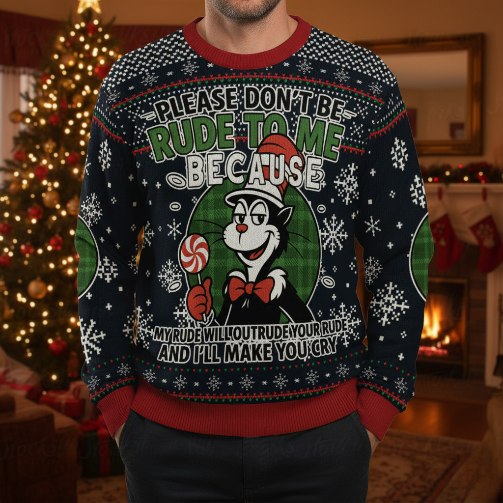 Please Don't Be Rude to Me Ugly Christmas Sweatshirt