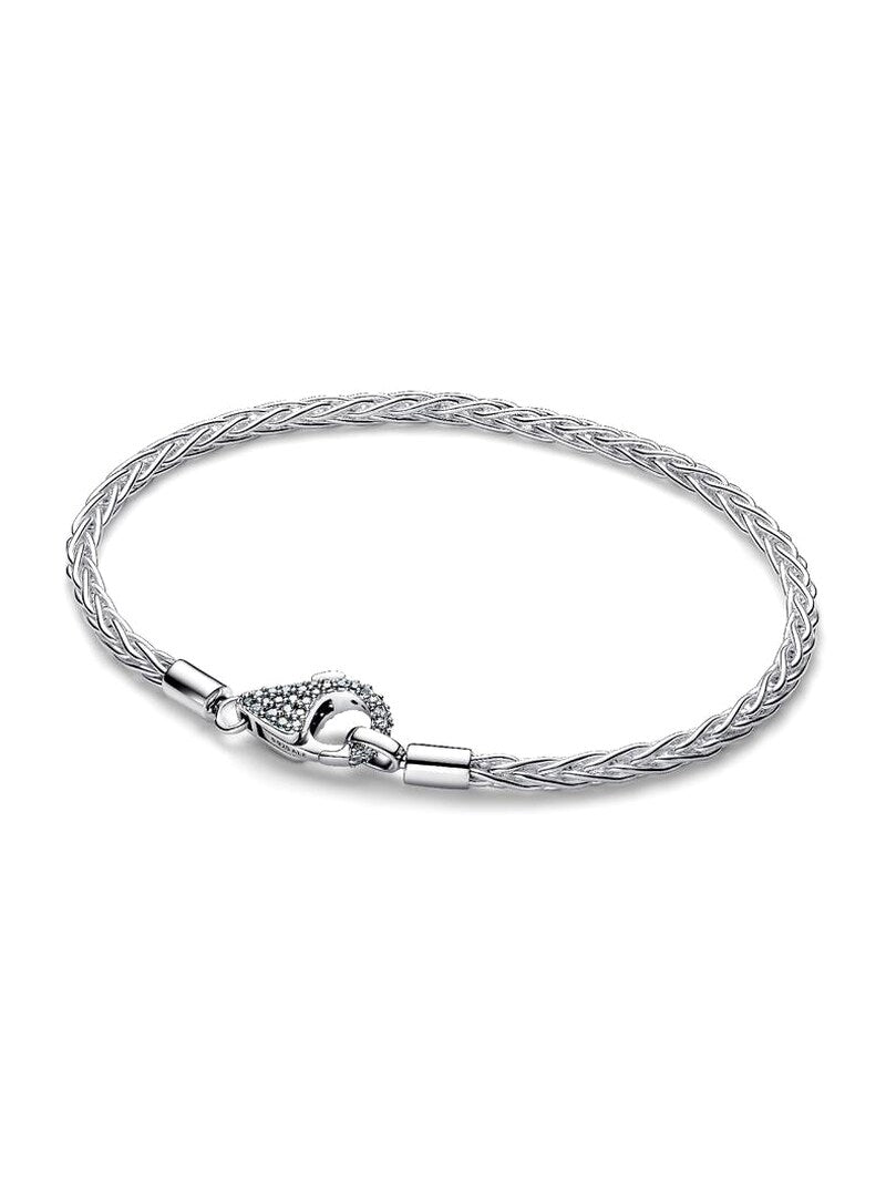Pavé Clasp Double Foxtail Charm Bracelet