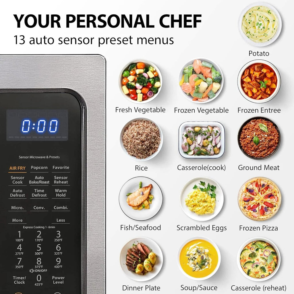 TOSHIBA 4-in-1 Countertop Microwave Oven, 1.5 Cu Ft, 1000W, Silver - ML-EC42P(SS)