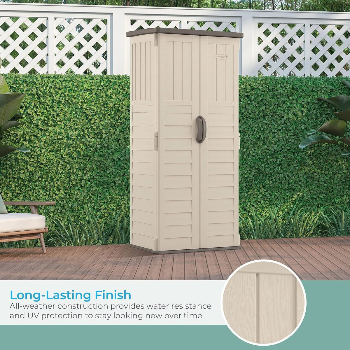 Suncast Vertical Outdoor Storage Shed - Vanilla