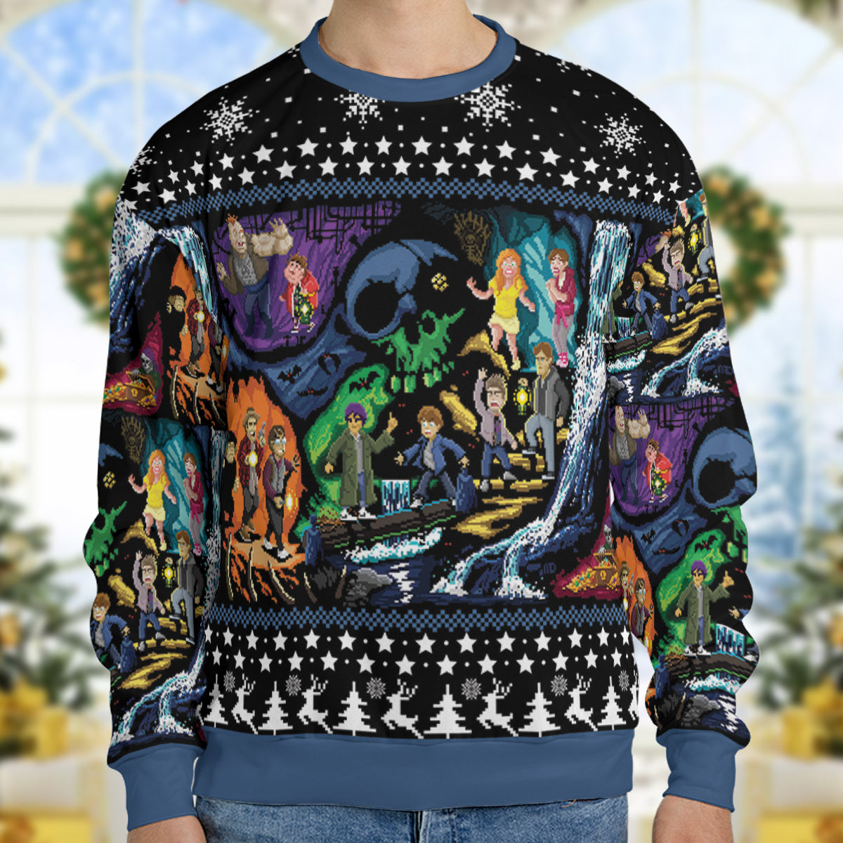 Goonies 80s Pixel Art Ugly Christmas Sweatshirt