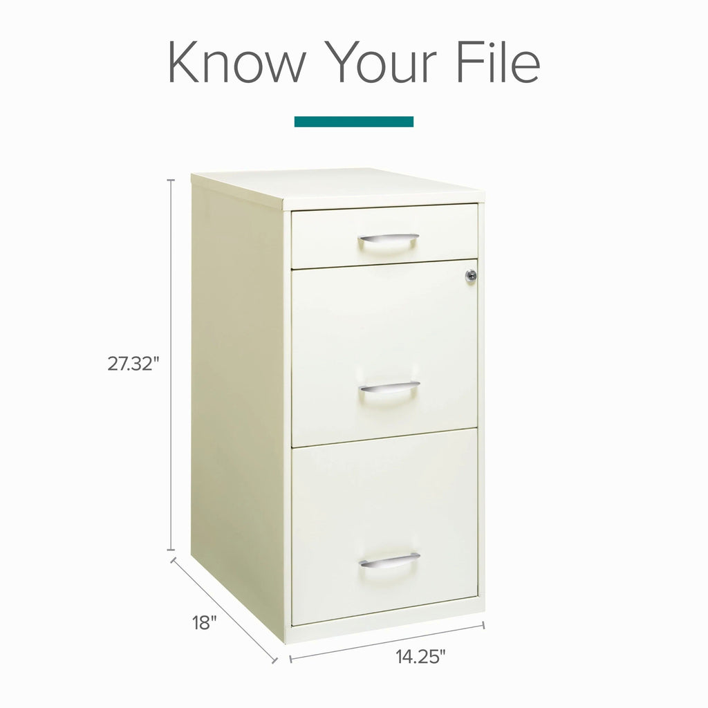 Space Solutions 3 Drawer Letter Width Vertical File Cabinet With Pencil Drawer, White