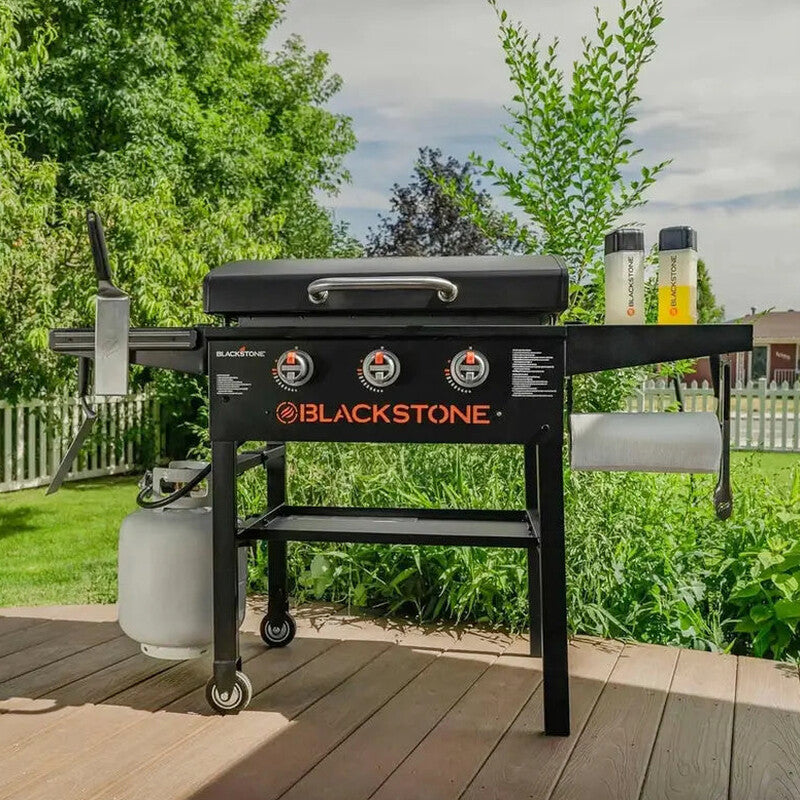 Blackstone 28-Inch 3-Burner Griddle With Hood - XL Flat Top Outdoor Grill Kit