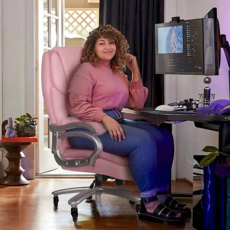 Bossin Big & Tall Executive Office Chair, 500-lb Capacity, PU Leather - Adjustable Lumbar Support